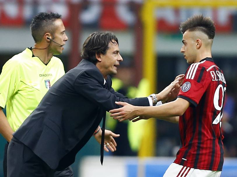 Inzaghi parla con El Shaarawy. Action Images